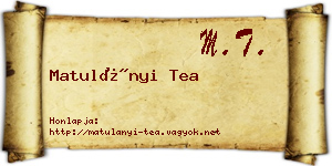 Matulányi Tea névjegykártya